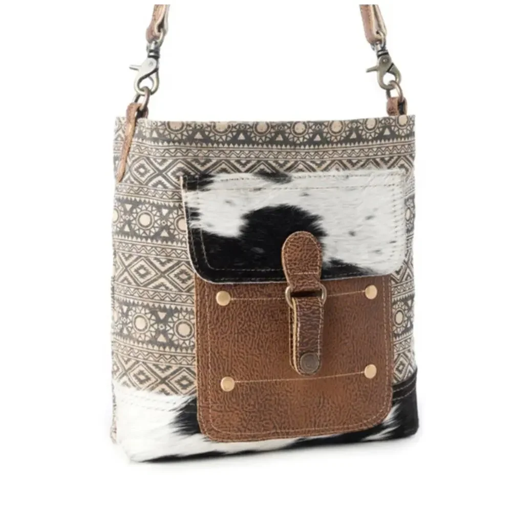NWT Western Mixed Media Leather Tribal Pony Western Crossbody Bag